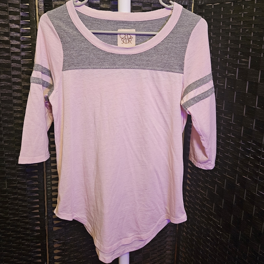 Chaser Pink and Gray 3/4 Sleeve Top